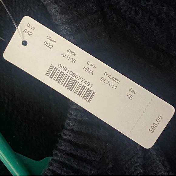 J Crew Men’s Guernsy Stitch Navy Blue Heavy Cotton Crewneck Sweater Size XS NWT - Picture 7 of 10